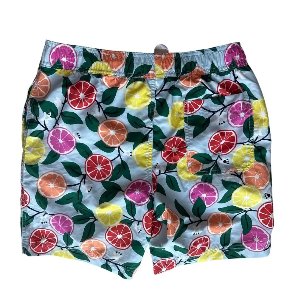 Hanna Andersson Men's Citrus Fruit Print Swim Trunks Size Medium New